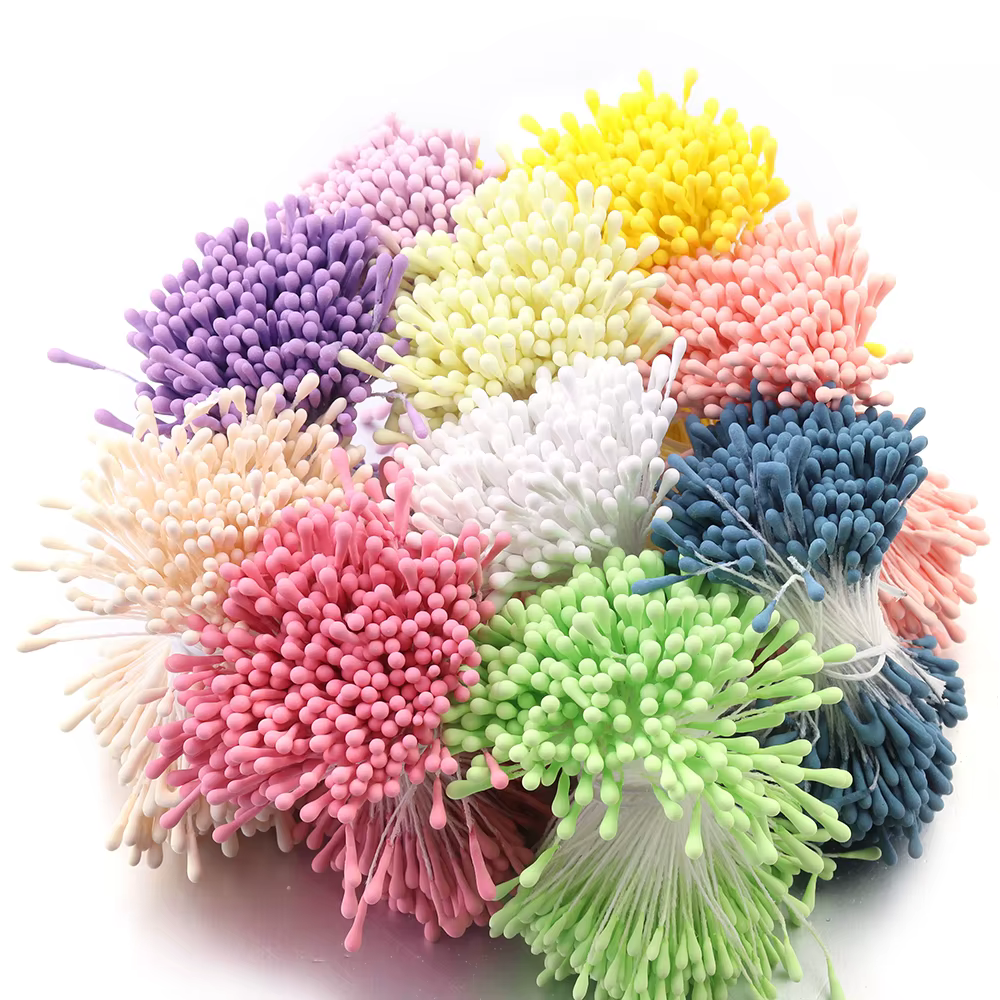 Environ 380-400 pièces Mini fleurs étamine multicolore noyau de fleur artificielle pour bricolage fête de mariage accessoires de décoration de la maison