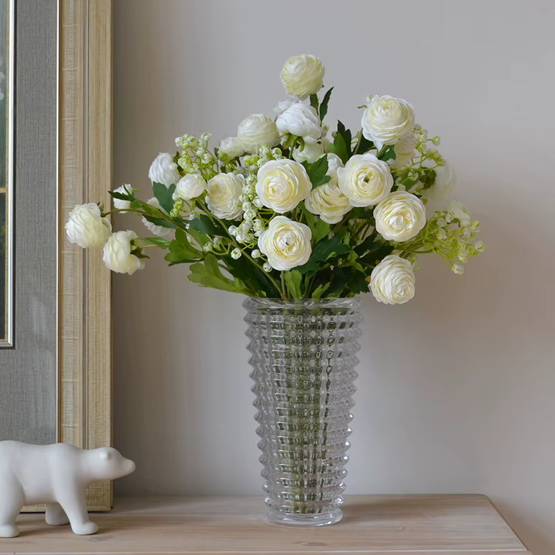 Fausses fleurs de rosée à 3 têtes, 5 pièces/lot