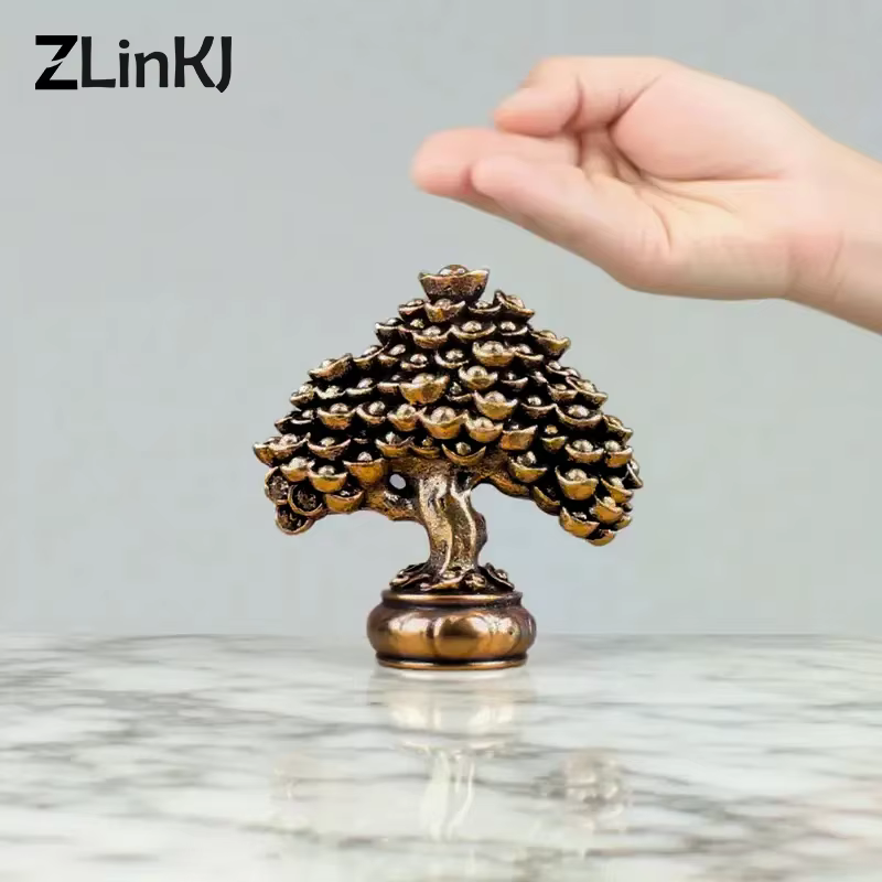 Figurines Feng Shui d'arbre de richesse chinoise en laiton