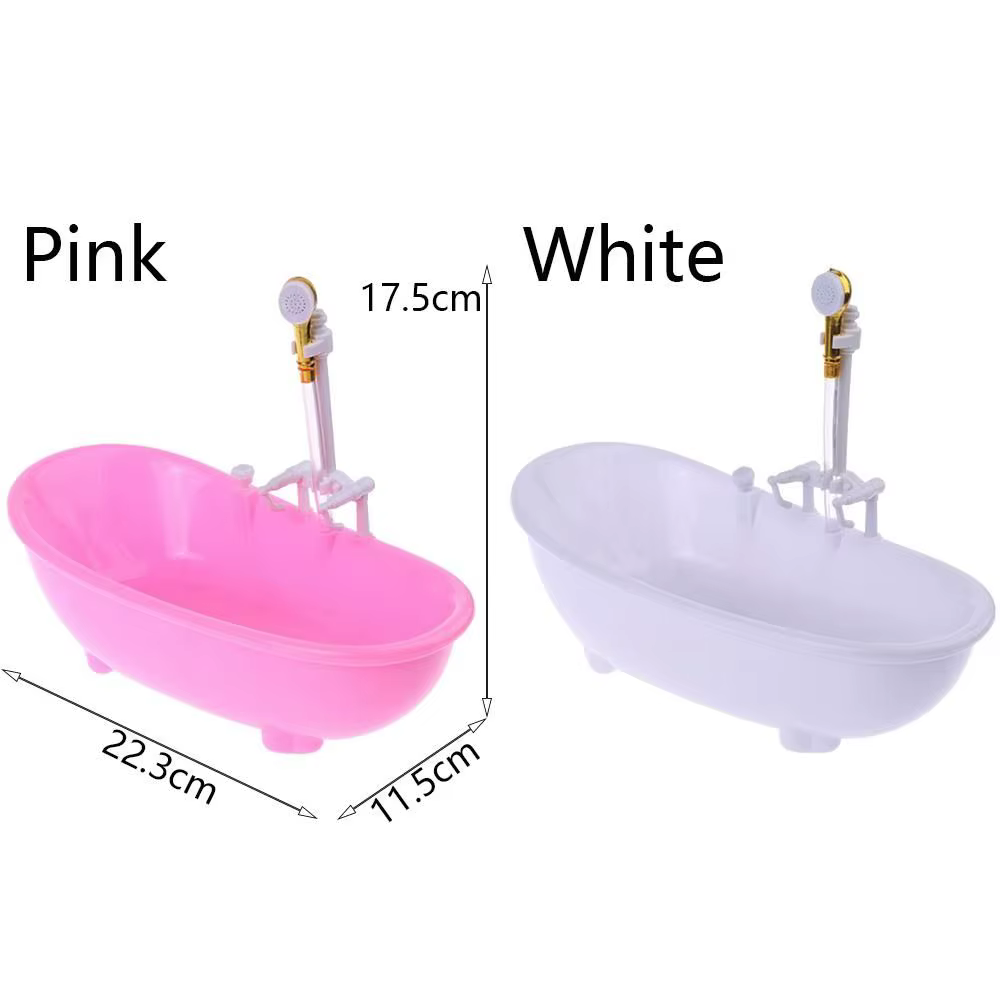 Meubles de maison de poupée, accessoires de bain, miniatures de baignoire en plastique à l'échelle 1:6, baignoire électrique