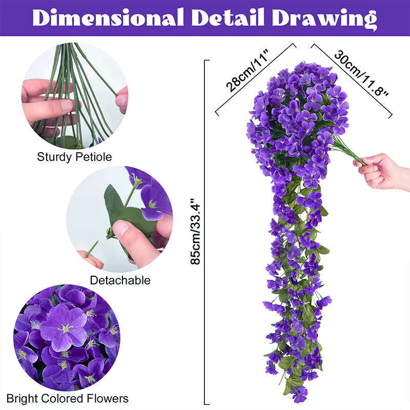 Fleurs suspendues de lierre Violet artificiel