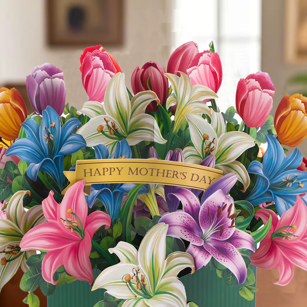 Carte de vœux à fleurs pop-up 3D multi-styles pour la fête des mères