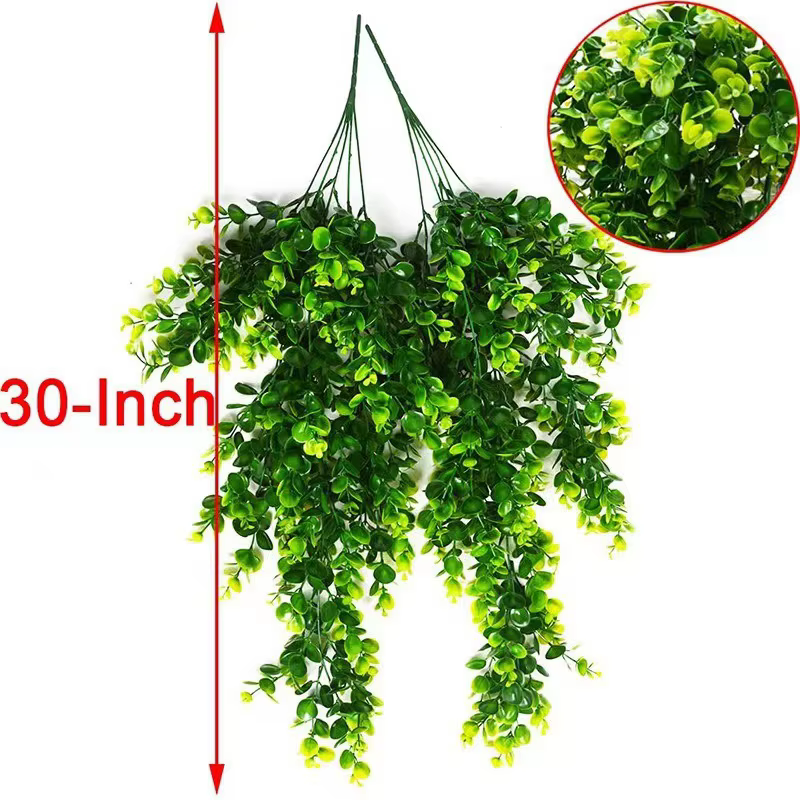 1 pièces artificielle 5 fourchettes rotin Eucalyptus tenture murale Simulation verdure fausses plantes suspendues vigne bricolage maison décoration extérieure plante
