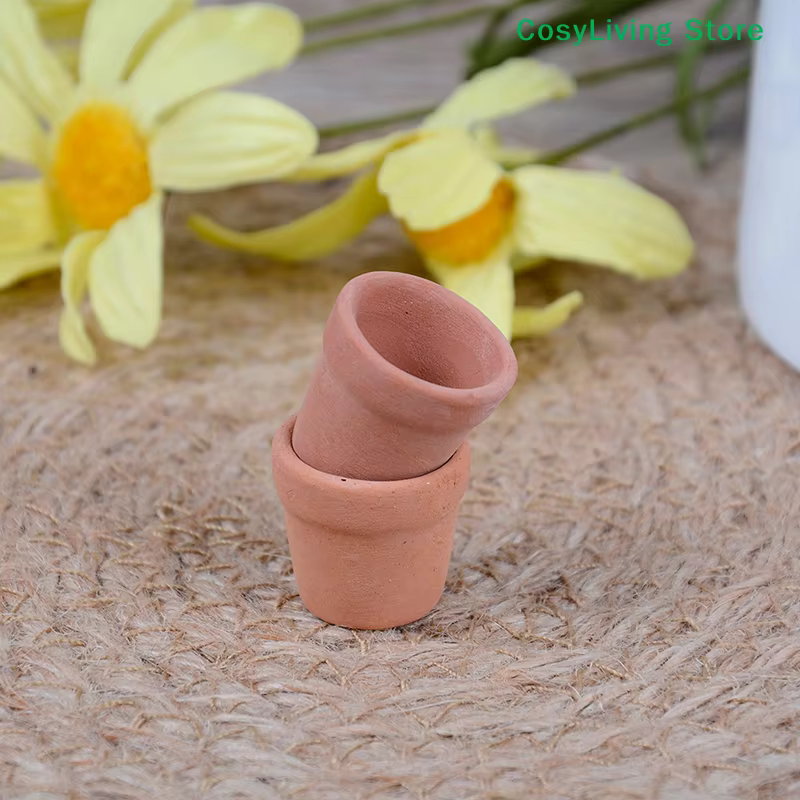 Lot de 12 pots de fleurs miniatures faits à la main en argile rouge