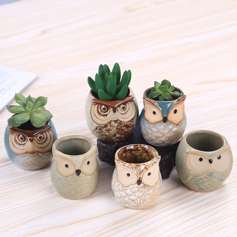 Mini pot de fleurs en céramique créatif avec trou