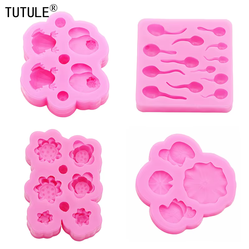 Grenouille feuilles de lotus micro paysage plantes en pot aquarium petit moule en Silicone bricolage résine accessoires