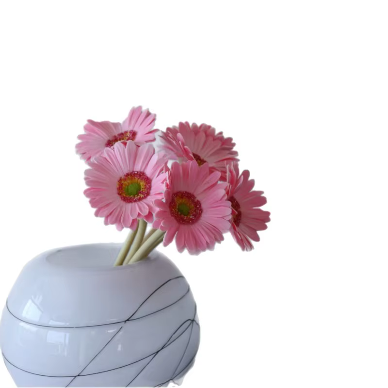 Lot de 2 Gerberas artificielles sans feuilles en PU bleu