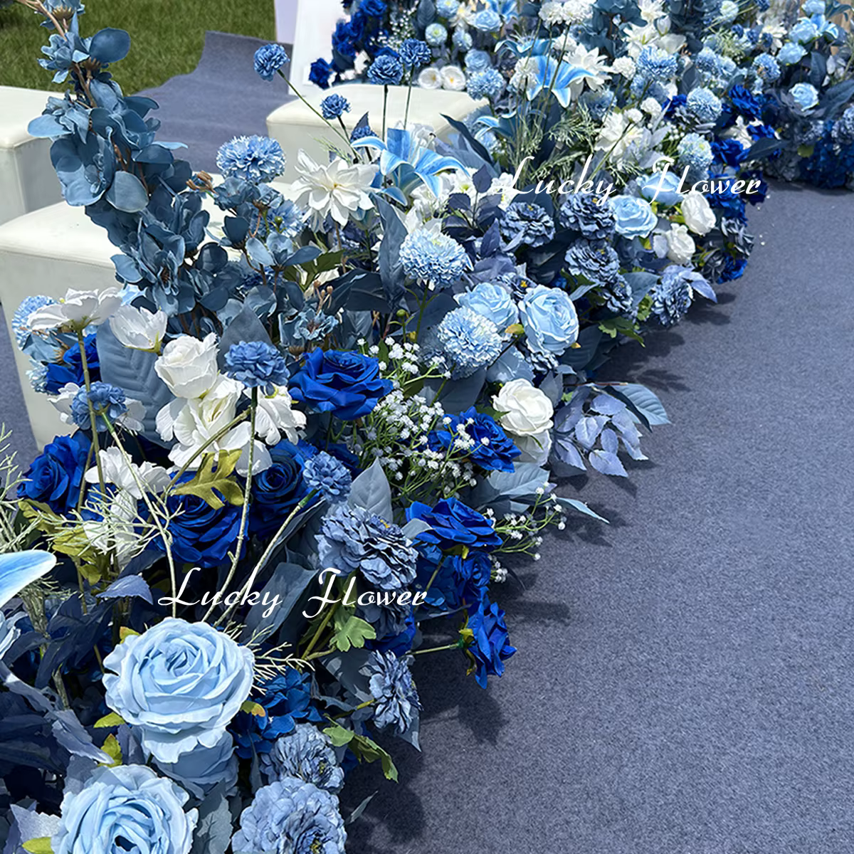 Fleurs artificielles d'extérieur de couleur bleue