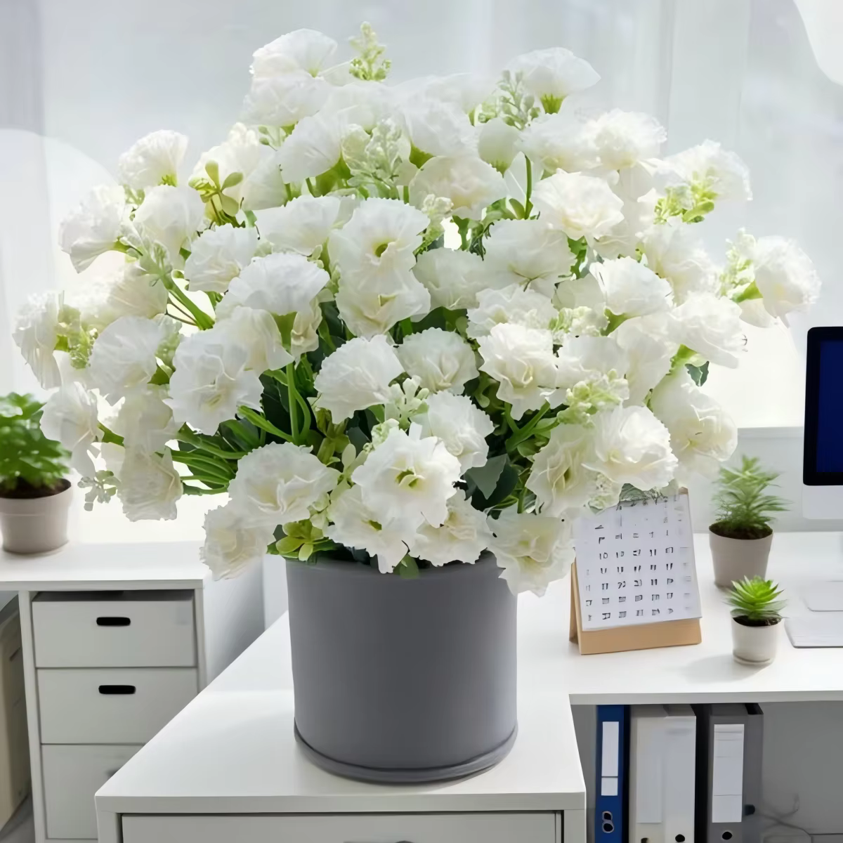 Fleurs Artificielles en Soie : Roses et Œillets pour Décoration de Vase