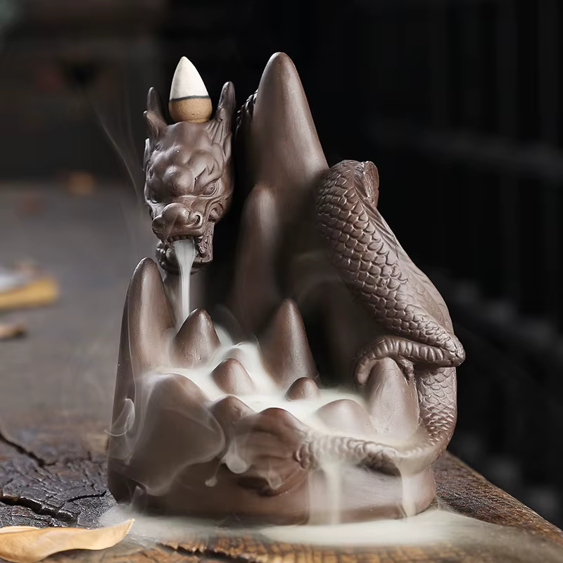 Brûleur d'encens à reflux d'argile violette