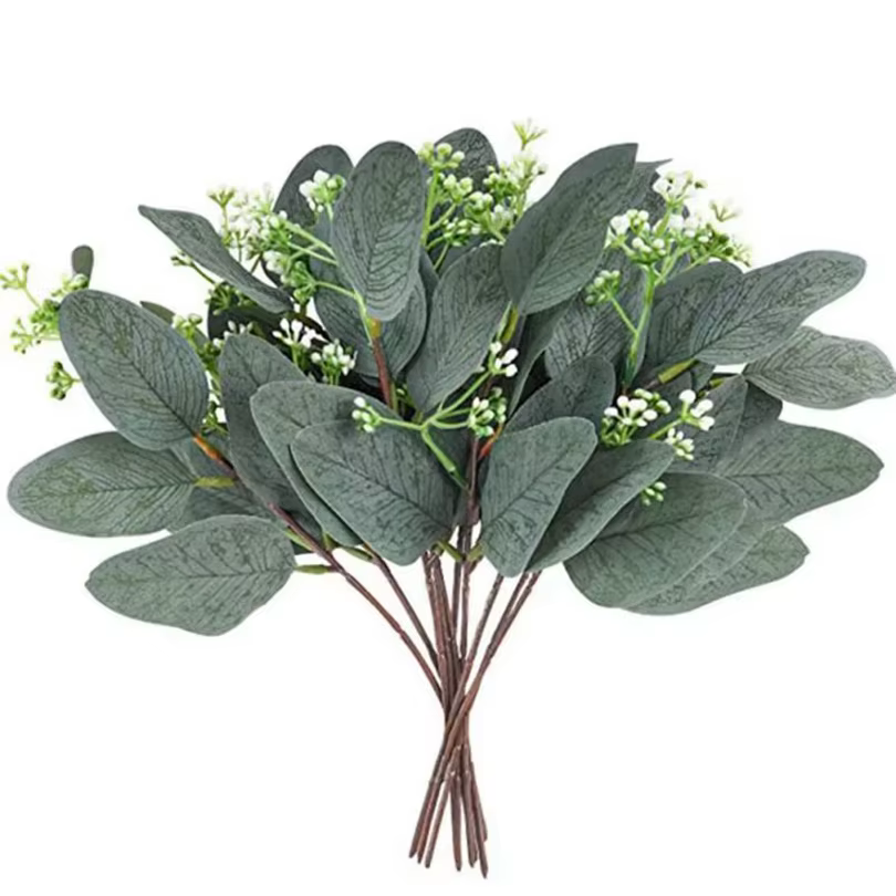 Plantes artificielles feuilles d'eucalyptu tige branche d'eucalyptus Festival couronne Bouquet Floral mariage vacances maison chambre Vase bricolage décor