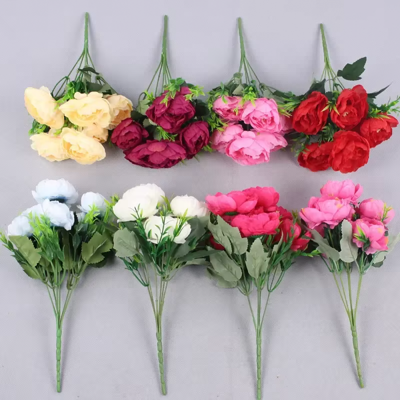 Fleurs de pivoine artificielles d'automne à 6 têtes