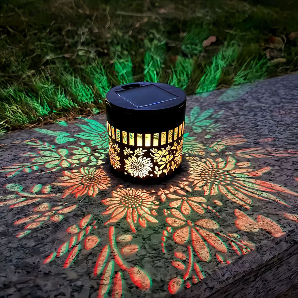 Projecteur Solaire Mandala Tournesol, Lumière Murale Extérieure pour Décoration de Jardin, Éclairage Paysager pour Patio, Jardin, Propriété, Porche, Cour