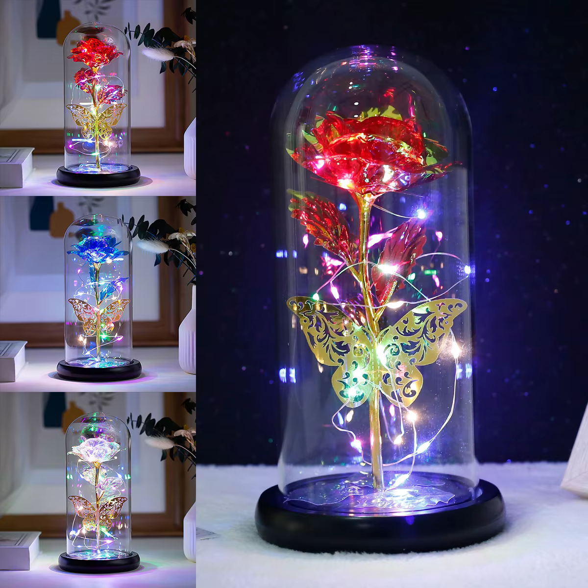 Rose lumineuse artificielle galaxie