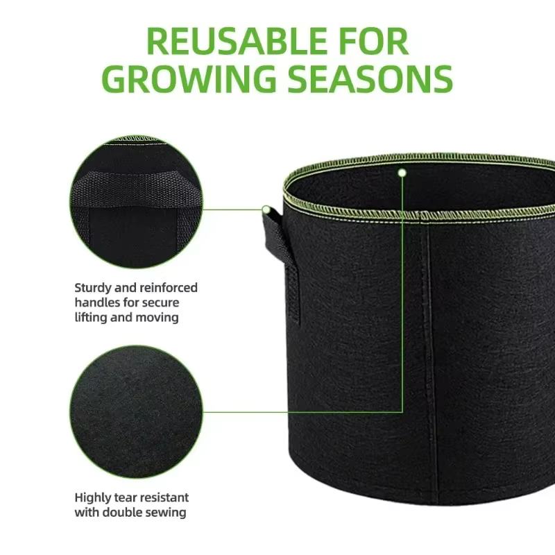 Lot de 5 sacs de culture en feutre pour plantes