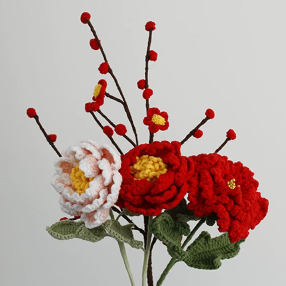 Bouquet de pivoines au crochet fait à la main