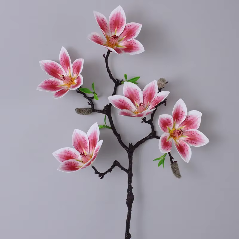 Fleurs Artificielles Magnolia en PU pour Décoration de Maison