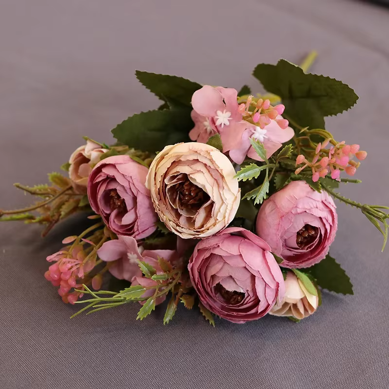 InjTea-Bouquet de roses artificielles vintage