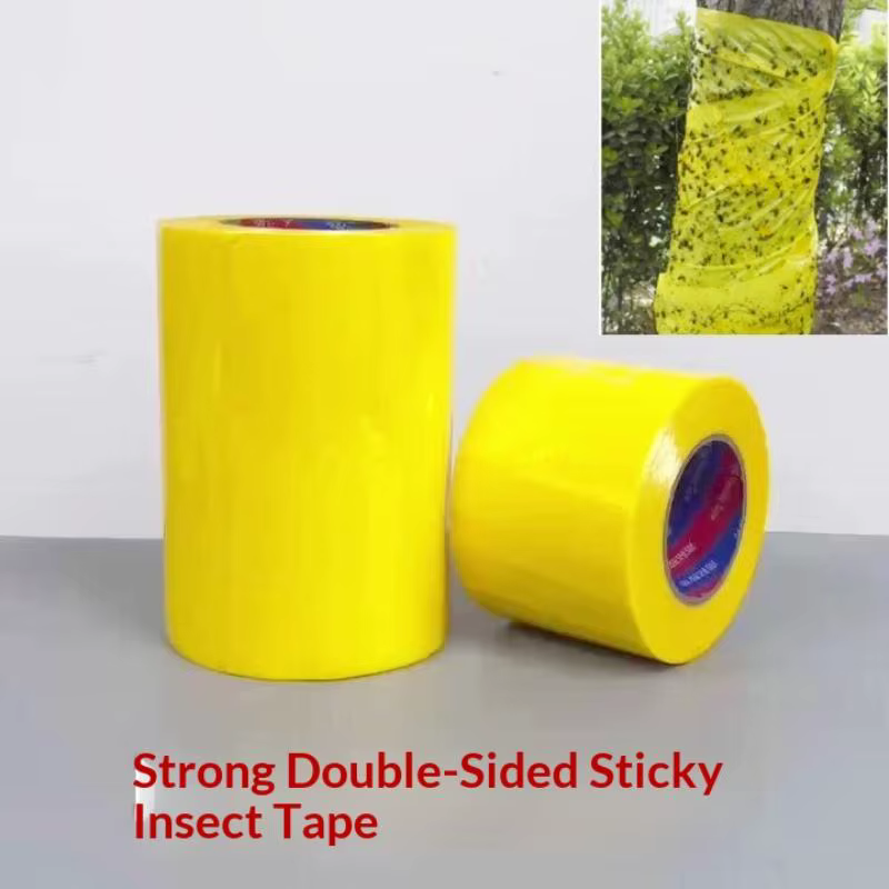 1 rouleau de ruban adhésif anti-insectes jaune double face de 10 mètres pour la lutte contre les ravageurs du jardin