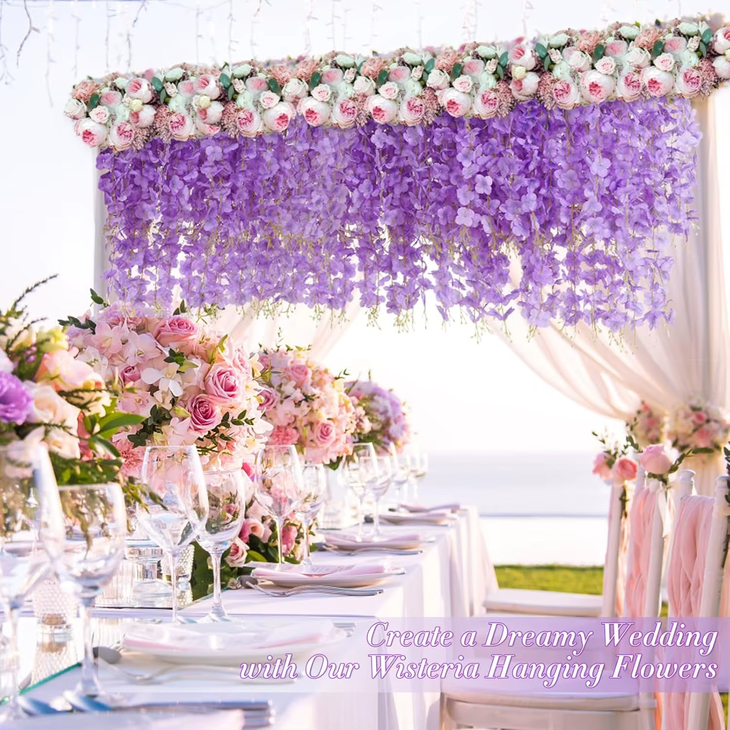 10/20/30 pièces glycine fleur artificielle vigne 60cm suspendus fausses fleurs guirlande pour fête de mariage maison