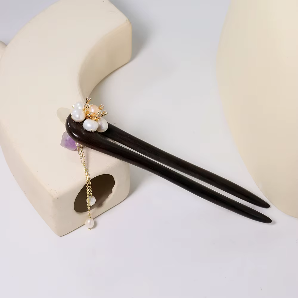 ALANDING YST-Épingle à Cheveux en Perles Naturelles pour Femme, Fleur Excavateur, Style de Styliste Coréen, Bijoux de Luxe, Cadeau à la Mode pour Dames et Bol, GH0135
