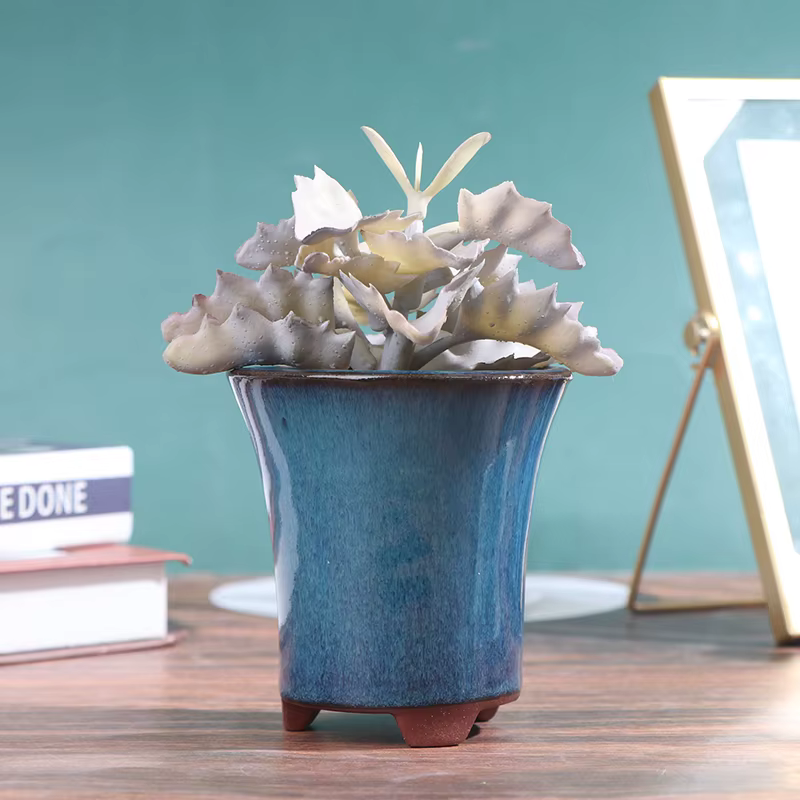 Pots à Bonsaï de Style Chinois, Pot de Fleurs en Grès Respirant avec Trous