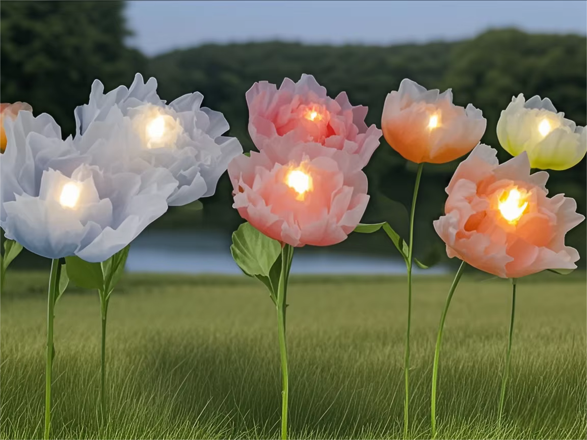 Fleurs artificielles LED à ouverture et fermeture automatiques