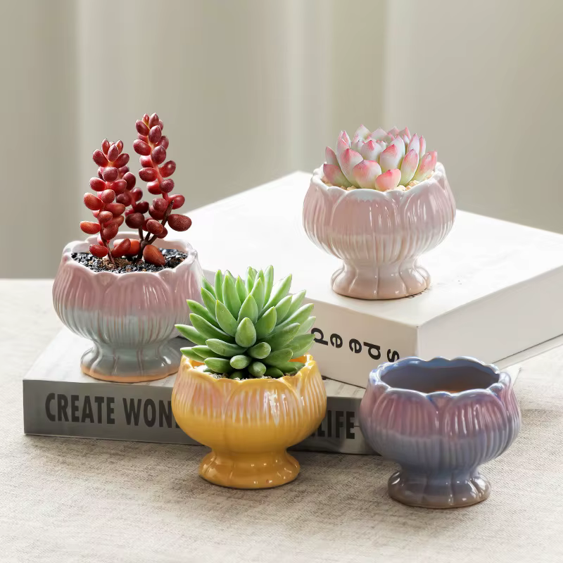 Pot de fleurs en céramique grand bouton de fleur forme Vase