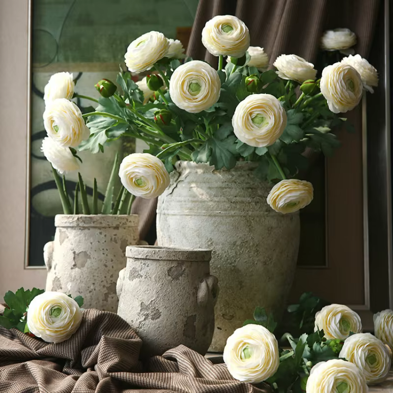 2 Têtes de Fleurs Artificielles Annie Rosée