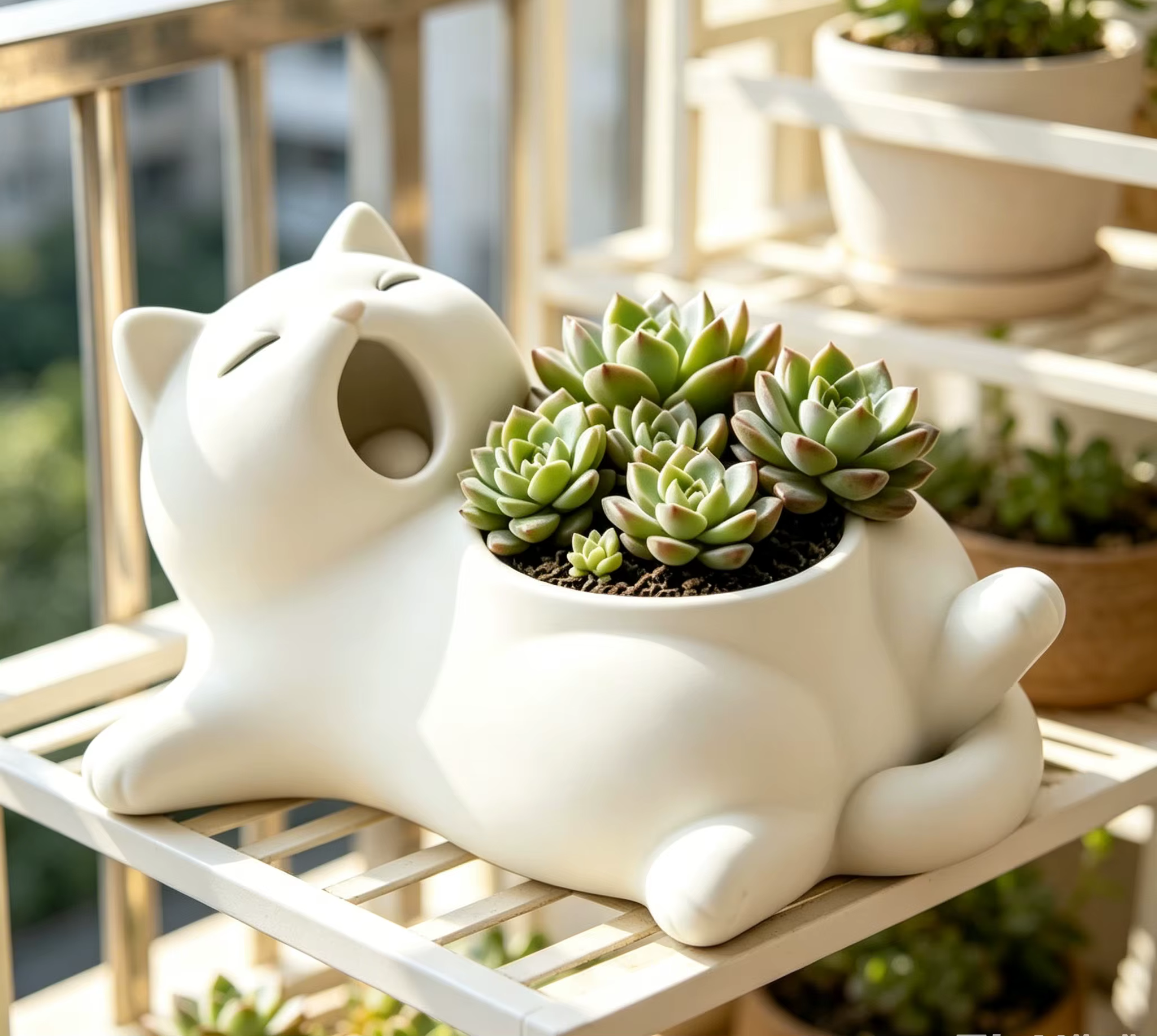 Pot de fleurs chat kawaii