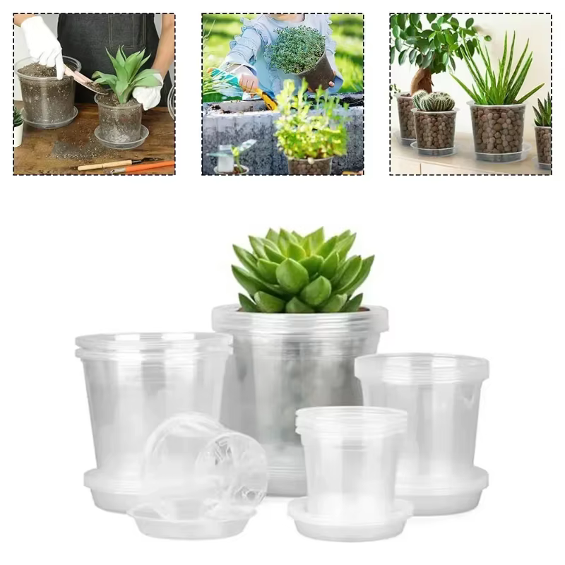 Nouveauté : Pot de pépinière transparent pour orchidées et herbes avec trou de drainage – Pot de fleurs