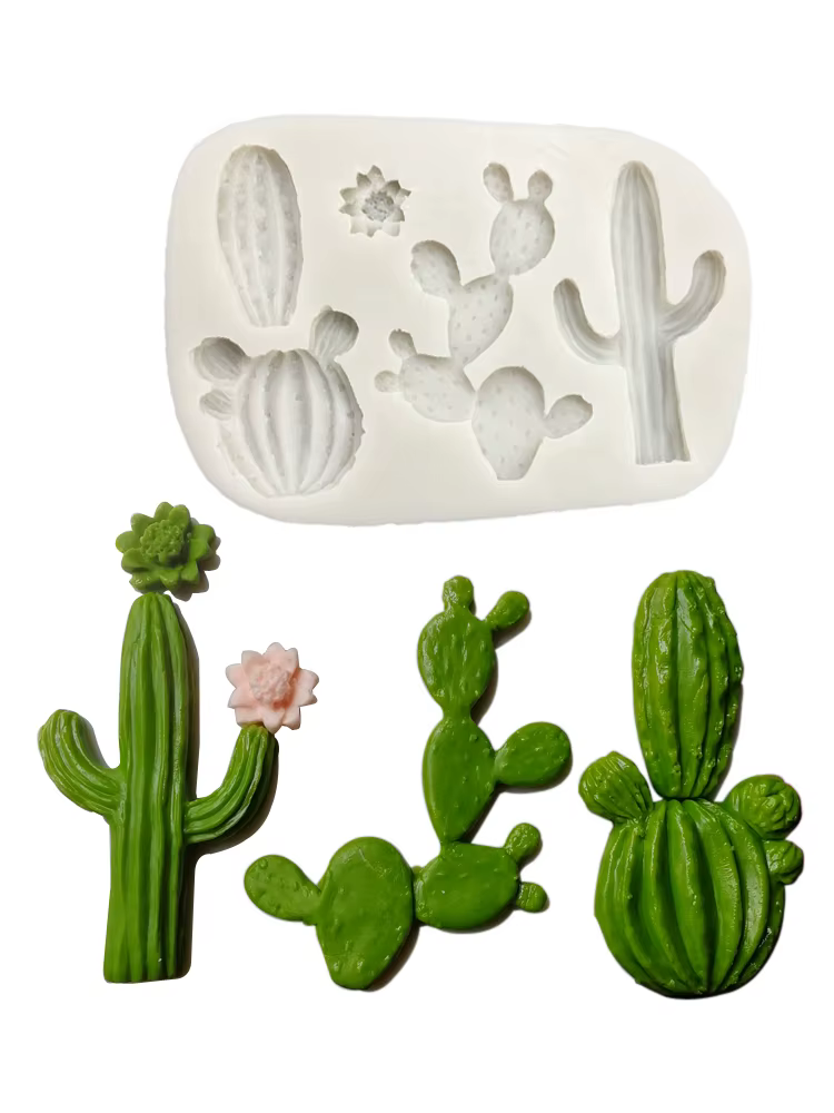 Moule en Silicone plante Cactus pour décoration de gâteau Fondant Cupcakes Sugarcraft biscuits bonbons cartes et argile résine outils de cuisson M2636