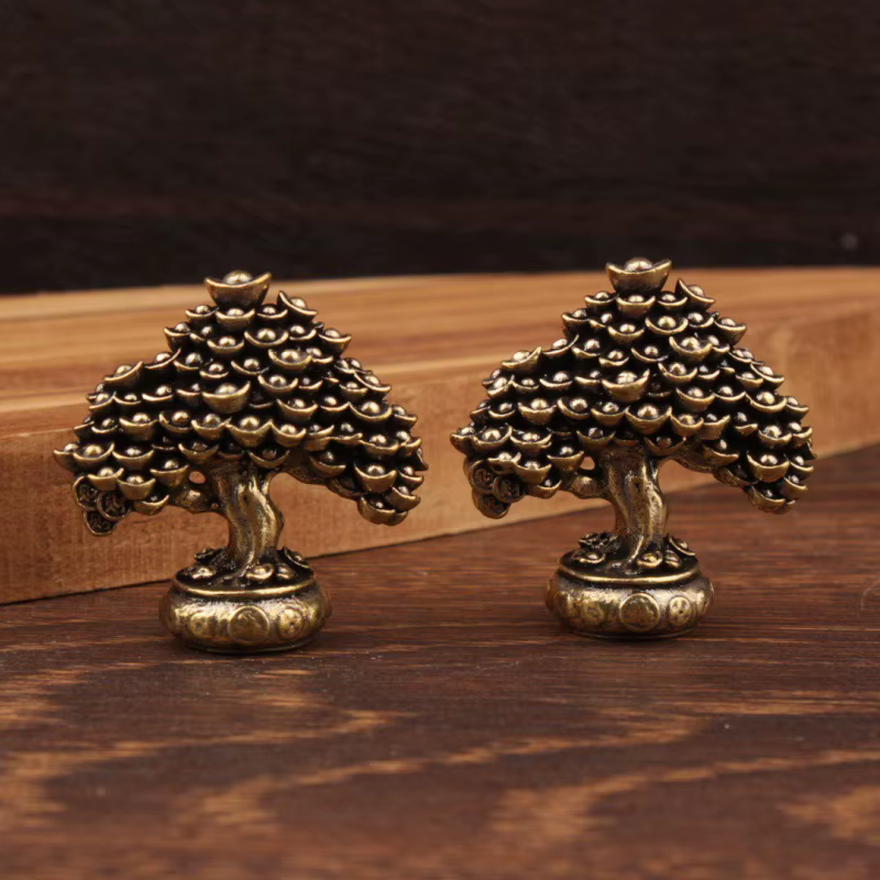 Figurines Feng Shui d'arbre de richesse chinoise en laiton