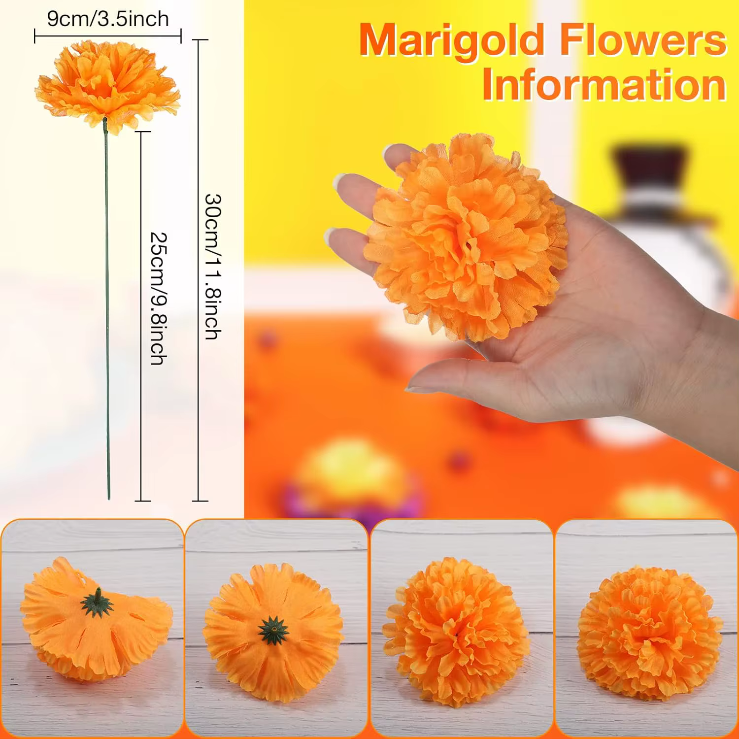 Fleurs de souci artificielles avec tiges
