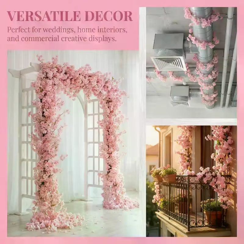 2 guirlandes décoratives de fleurs de cerisier de 180 cm pour la décoration de la porte de restaurant ou de café