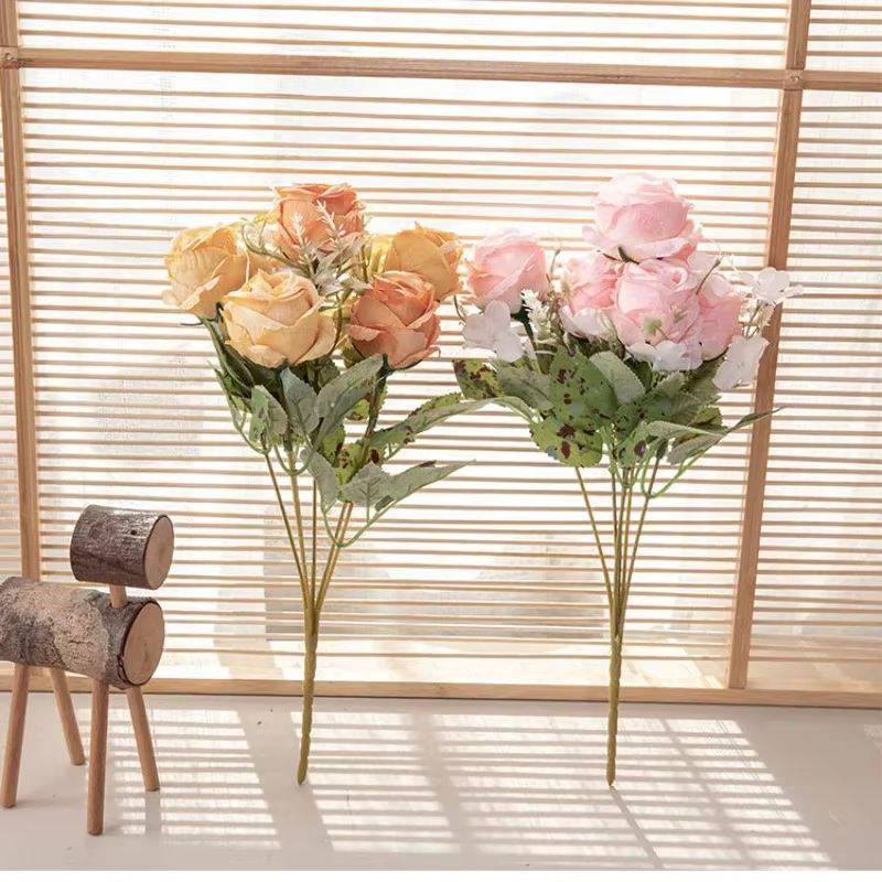 Rose artificielle européenne en soie de haute qualité