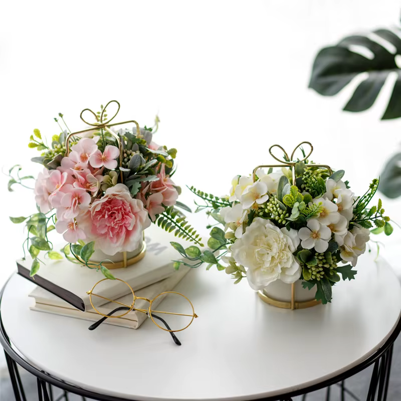 Bouquet de Roses Pivoines Artificielles