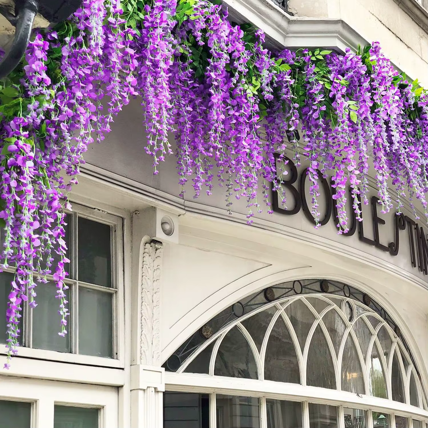 Guirlande de fausses fleurs de glycine artificielles suspendues