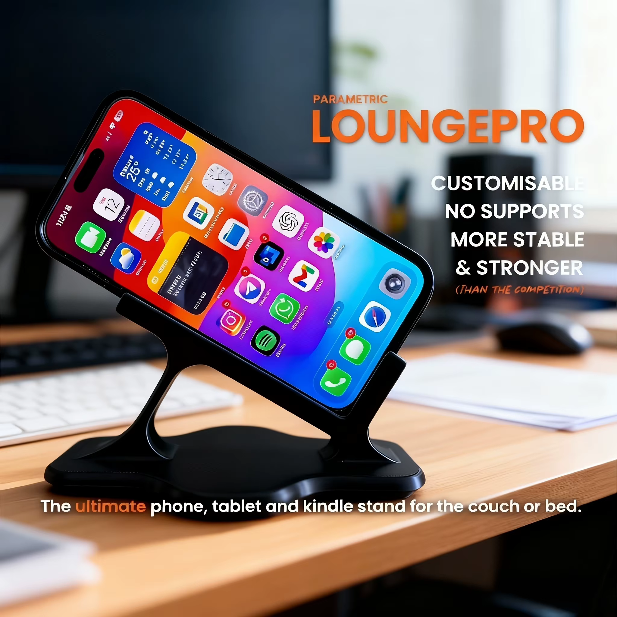 1 support de téléphone portable à placer sur le côté du lit |     Conception mains libres et anti-chute, un gadget parfait pour le chevet ou les canapés du salon ! Base incurvée ergonomique, poignée a
