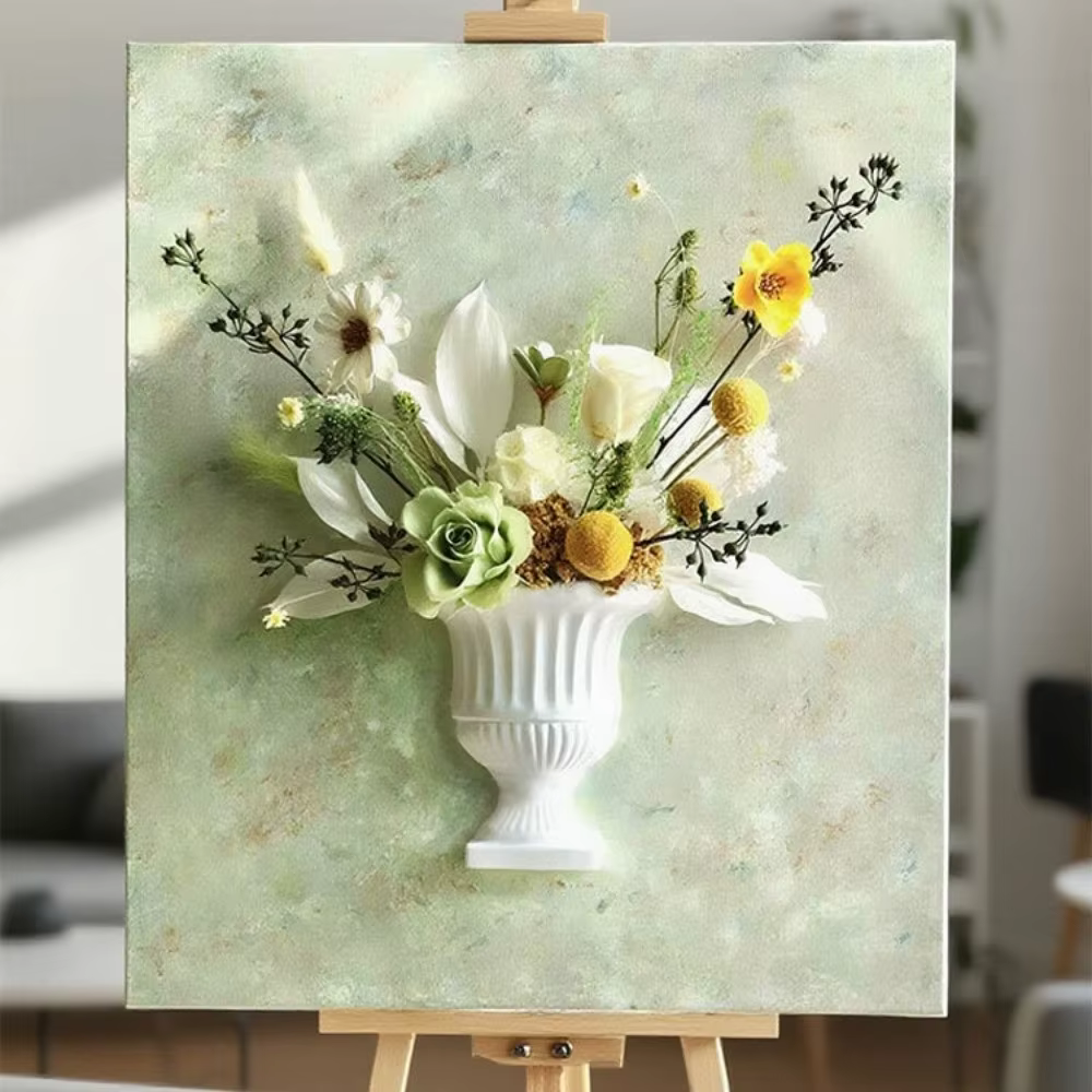 Nouveau vase mural demi-cercle blanc peint à la main