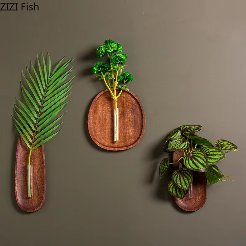 Vase mural créatif en bois