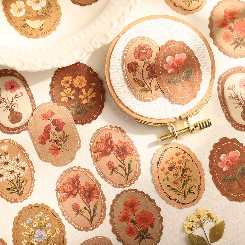 Autocollants en papier de la série Fleurs et Romance