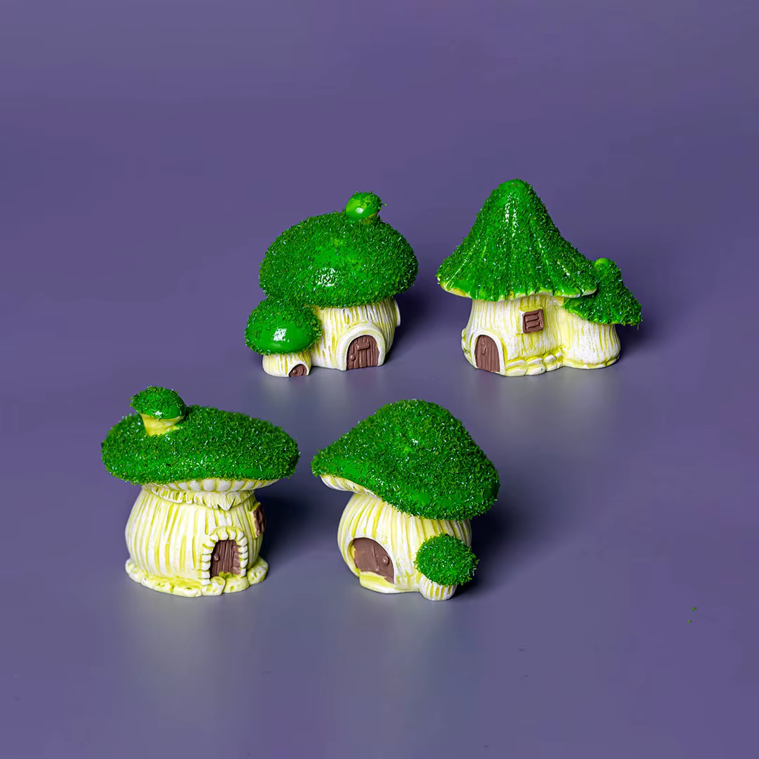 Figurines en résine de micro-paysage, 4 pièces, mousse et champignons, pour bricolage, décoration de jardin, petit objet décoratif de bureau, accessoire de bijouterie 3D