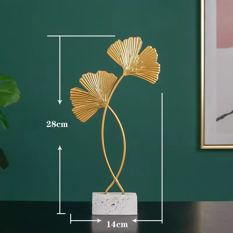 Sculpture de feuilles de cuir chevelu Ginkgo doré