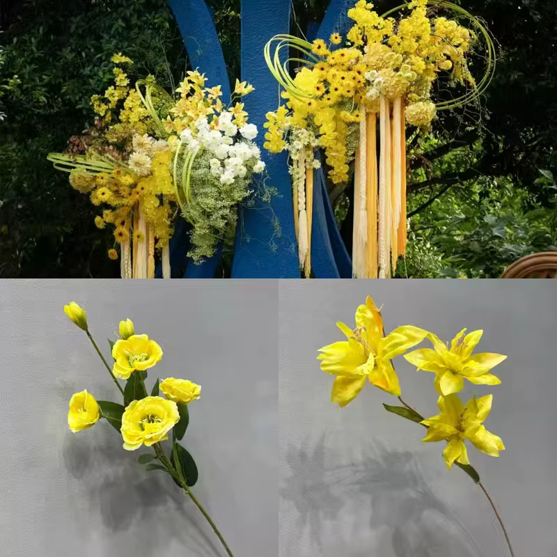 Plantes de fleurs artificielles série jaune