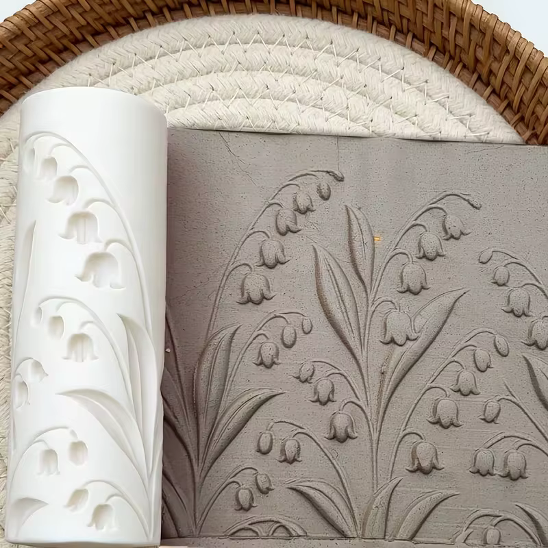 Rouleau de texture florale Muguet pour poterie souple