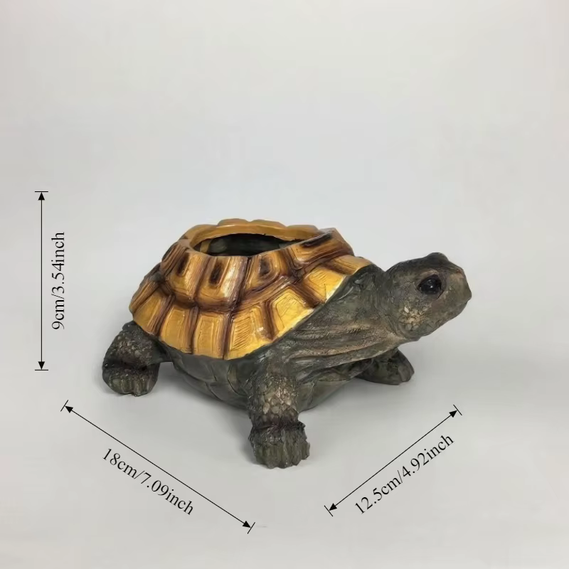 Jardinière succulente tortue réaliste avec trou de drainage. Résine durable