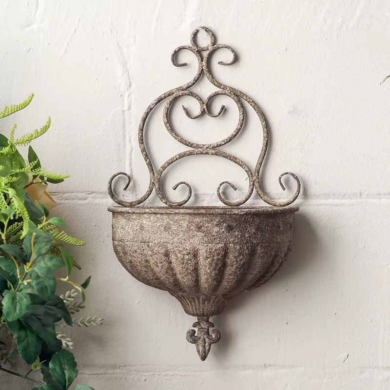 Jardinière de fleurs murale en fer Vintage