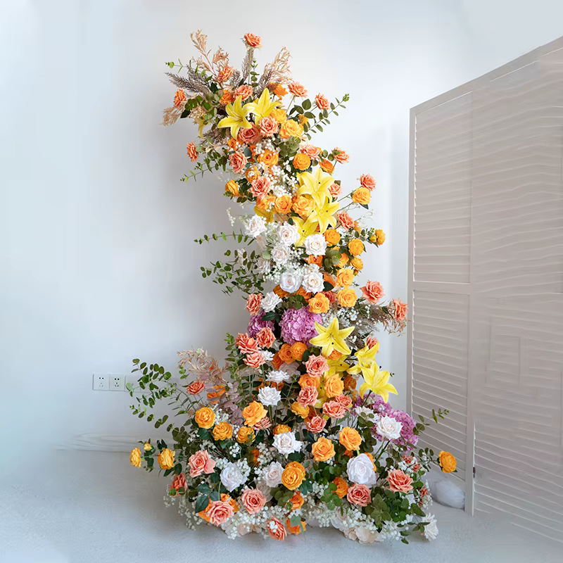 Luxuriant 210CM corne de lys artificielle fleurs arc hortensia mariage scène décor jardin Style allée fleur rangée Photo toile de fond accessoires