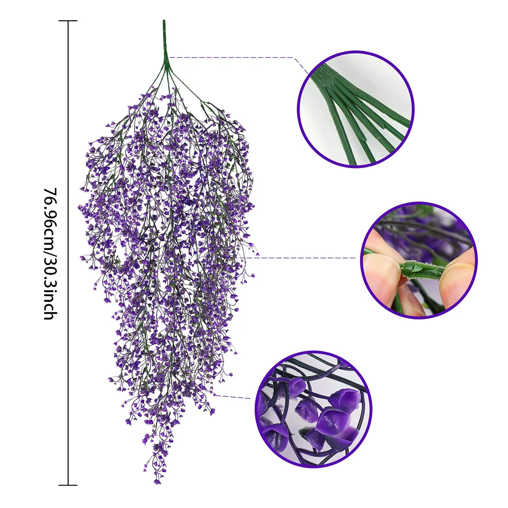 1 pièce de fleurs artificielles de glycine suspendues - Plantes